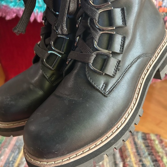 AquaDiva Stylish Shirley Black Leather Combat Boots 37/6.5" - Picture 6 of 16